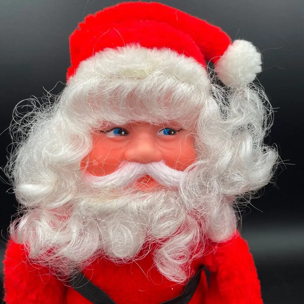 Vintage Holiday Santa Claus Wind Up Musical Moving Doll Display Or Repair